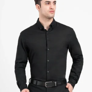 Black Slim-Fit Formal Shirt